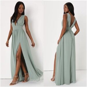 LULU’S Heavenly Hues Sage Brush Maxi Dress